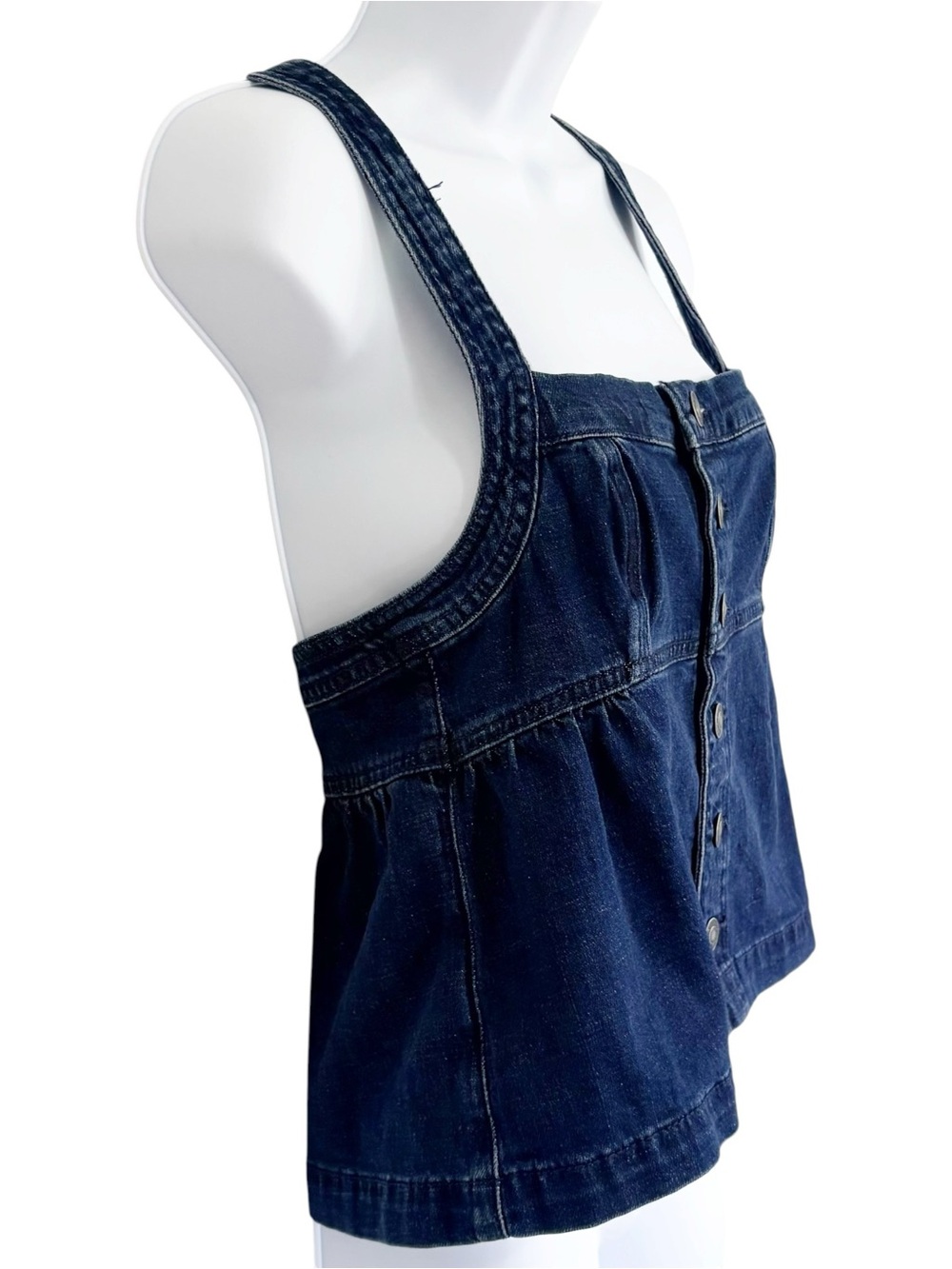 NWT AMERICAN EAGLE Sleeveless Denim Button Front Babydoll Top Small - Picture 3 of 10